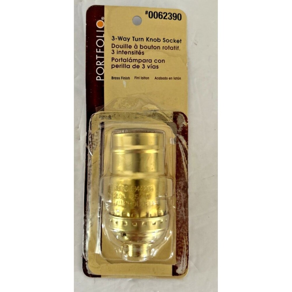 Portfolio 3-Way Turn Knob Socket 062390 Lamp Socket Holder Brass New